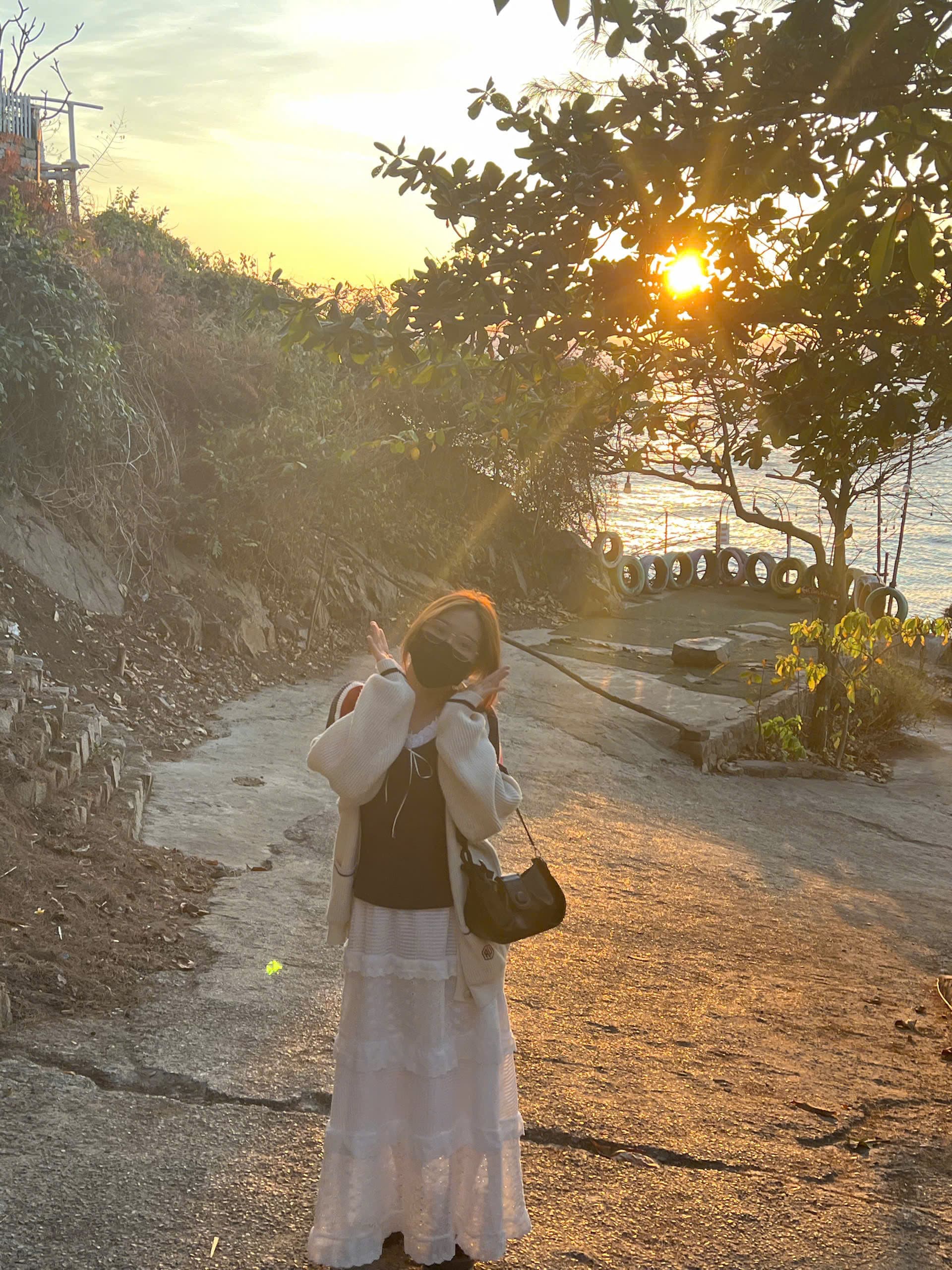 Travel memories layered like a scrapbook postcard